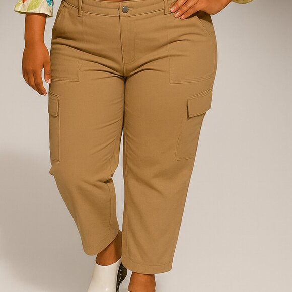 plus size cargo pants - lite khaki color - Picture 1 of 4